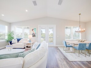 Smart TV, fireplace, video games, foosball