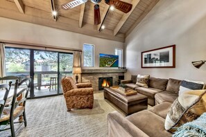 TV, fireplace, printers