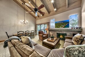 TV, fireplace, printers