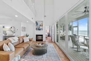 TV, fireplace - Beach Front Home on Cape San Blas (Cape San Blas)