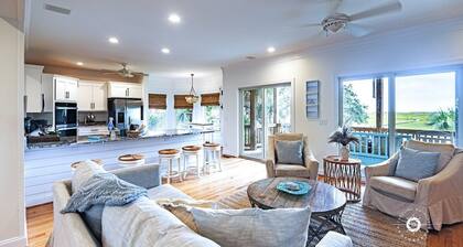 Low Country Home w/ Creek & Ocean views, dock, & indoor / outdoor living spaces