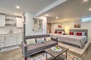 Desk, iron/ironing board, internet, bed sheets - Ski & Hike: Cozy Dtwn Reno Studio w/ Fireplace (Reno)