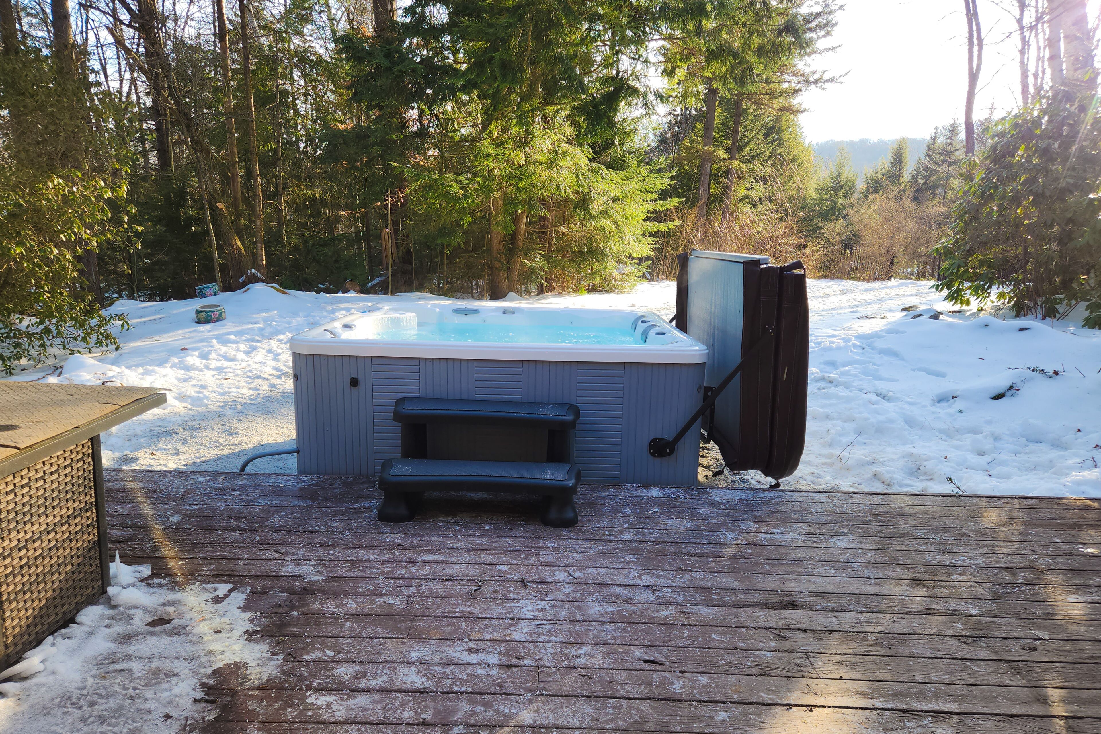 Secluded ski escape with sweeping views, hot tub & fast wifi. Dogs are welcome.