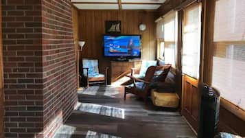 Smart TV, fireplace, DVD player, video library