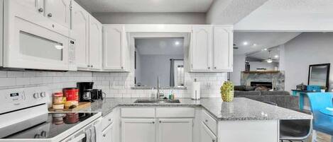 Fridge, microwave, oven, dishwasher