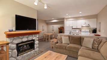 Condo | Living area | 46-inch TV with cable channels, fireplace