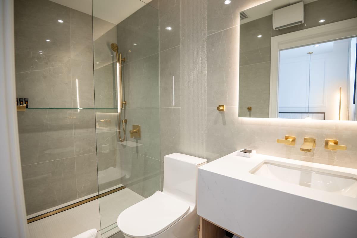 standard room | bathroom | hair dryer, bathrobes, electronic bidet, towels
