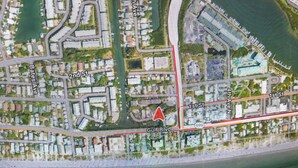 A map of a coastal area with streets like Gulf Blvd and 1st St. - One Bedroom Apartment, One block from the beach BTR #2197 (Indian Rocks Beach)