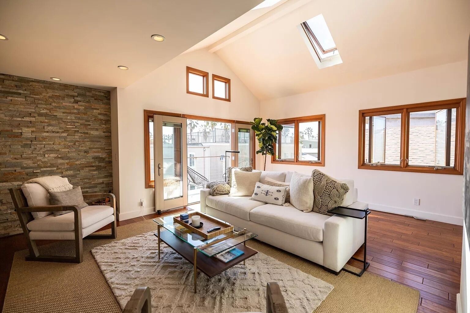 Furnished Playa Del Rey house, ocean views crown three levels in perfect harmony