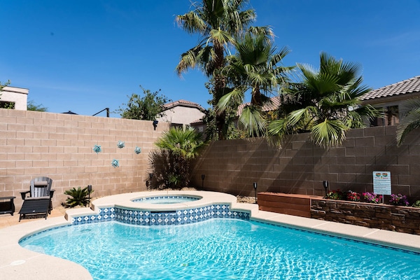 Saltwater pool and hot tub