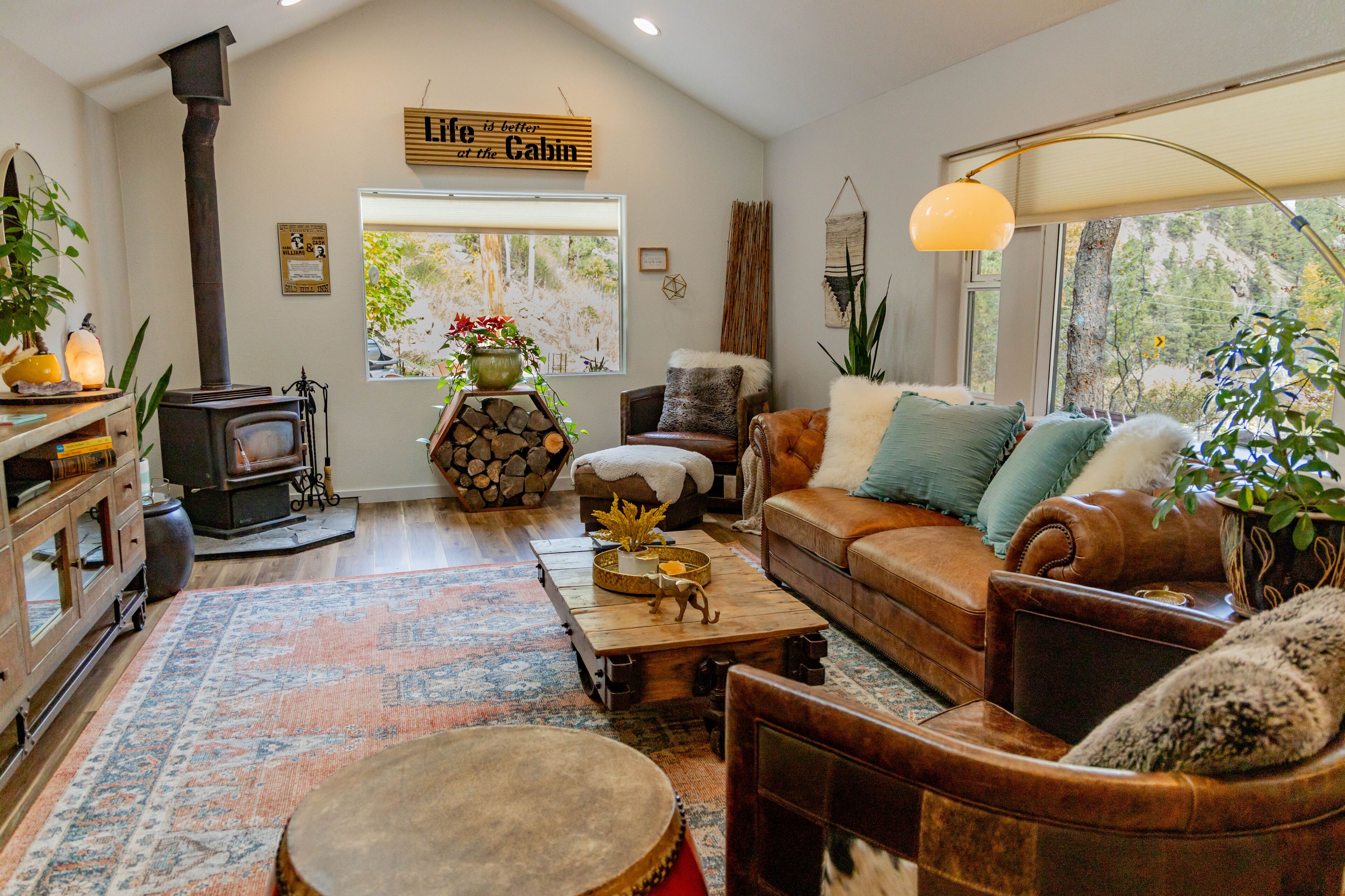 Télévision, cheminée, lecteur de DVD, vidéothèque