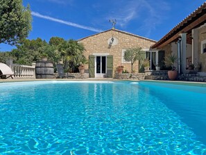 Outdoor pool, pool loungers