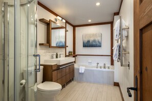 Bathtub, hair dryer, towels