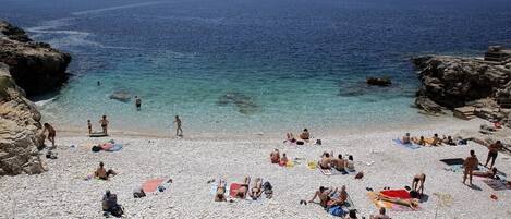 Beach nearby, sun loungers