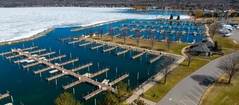 Boyne City, Lake Charlevoix Condo with View of Harbor, Sleeps 11