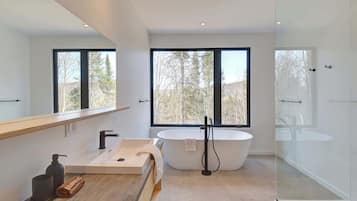 Bathtub, hair dryer, towels