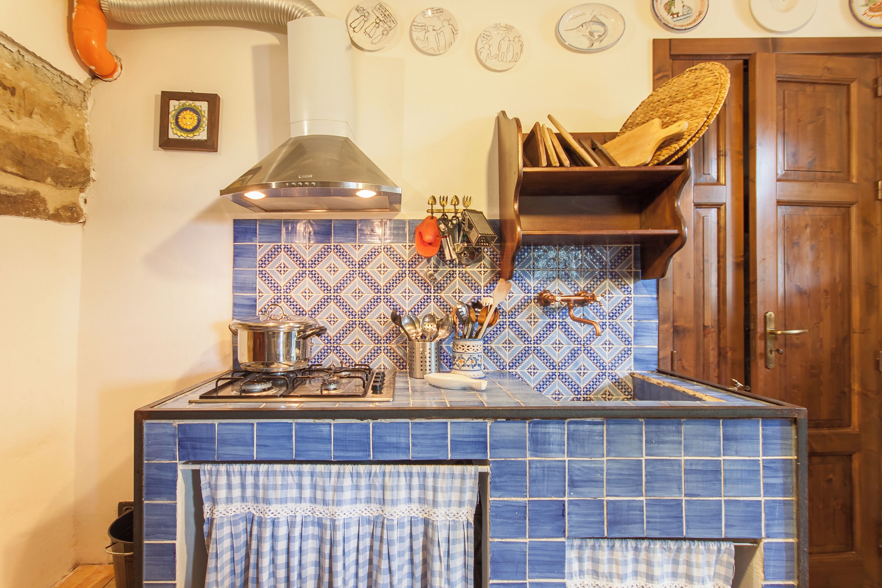 Family Villa, Multiple Bedrooms, Mountainside (Villa Olmo With Private Pool) | Private kitchen | Fridge, microwave, stovetop, coffee/tea maker