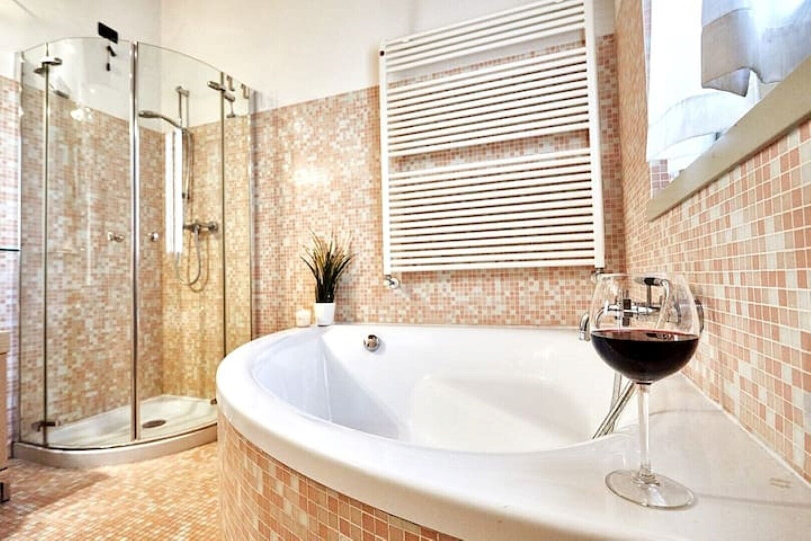 Bathtub, hair dryer, bidet, towels