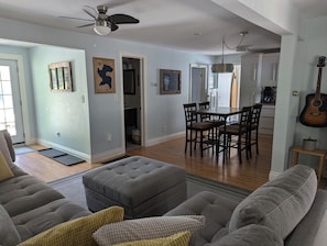 Smart TV, fireplace, video games, DVD player