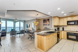 Microwave, dishwasher, coffee/tea maker, toaster