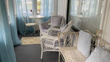 TV connectée, cheminée, livres