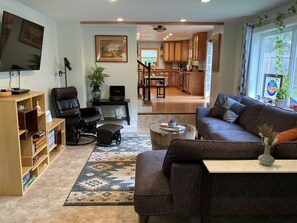 Smart TV, DVD player, books, computer monitors