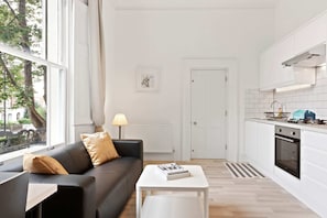 Departamento básico, 1 cama matrimonial | Sala de estar