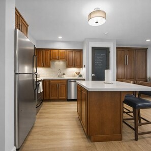 Studio | Private kitchen | Fridge, oven, stovetop, coffee/tea maker - Sweet Ski-in Ski-out Snowflower Studio Condo by RedAwning (Park City)