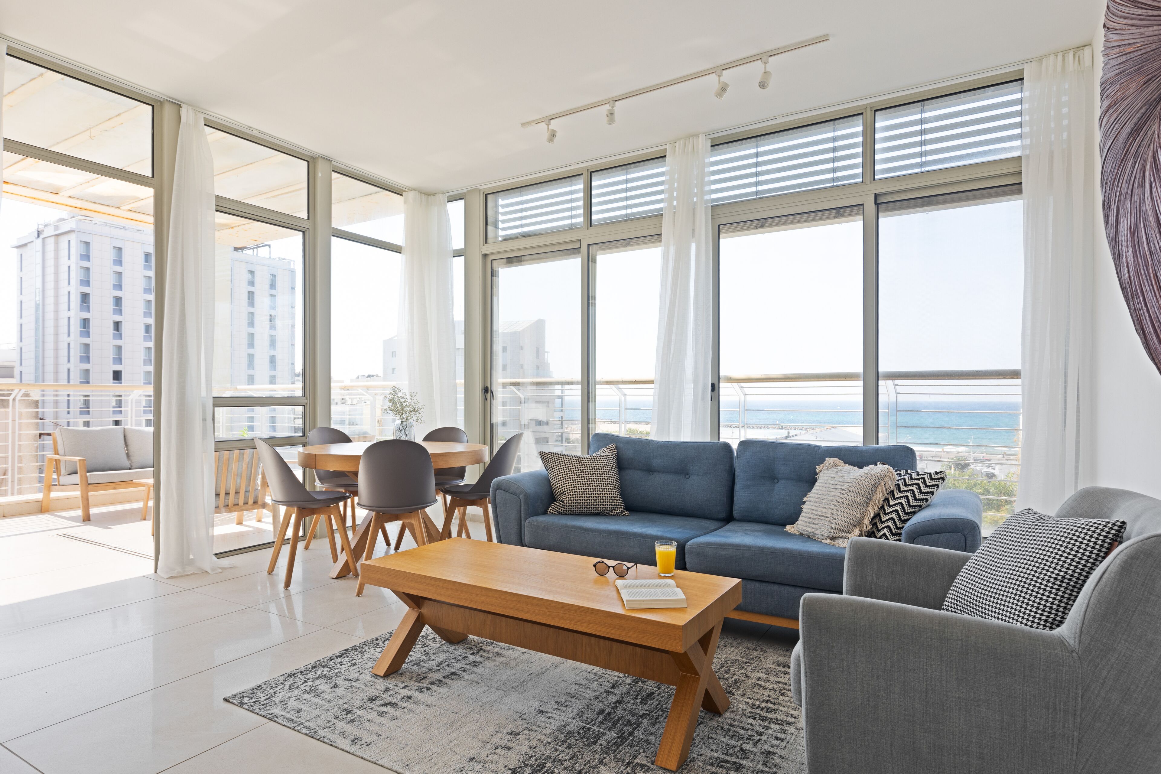 2BR Apartment (Hayarkon #284 St.) | Living area | 42-inch LCD TV with digital channels, TV, Netflix
