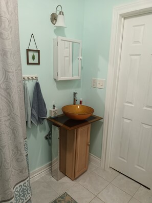 Bathroom - Studio apartment. Pet friendly. One block from UTMB. Long term booking available (Galveston)