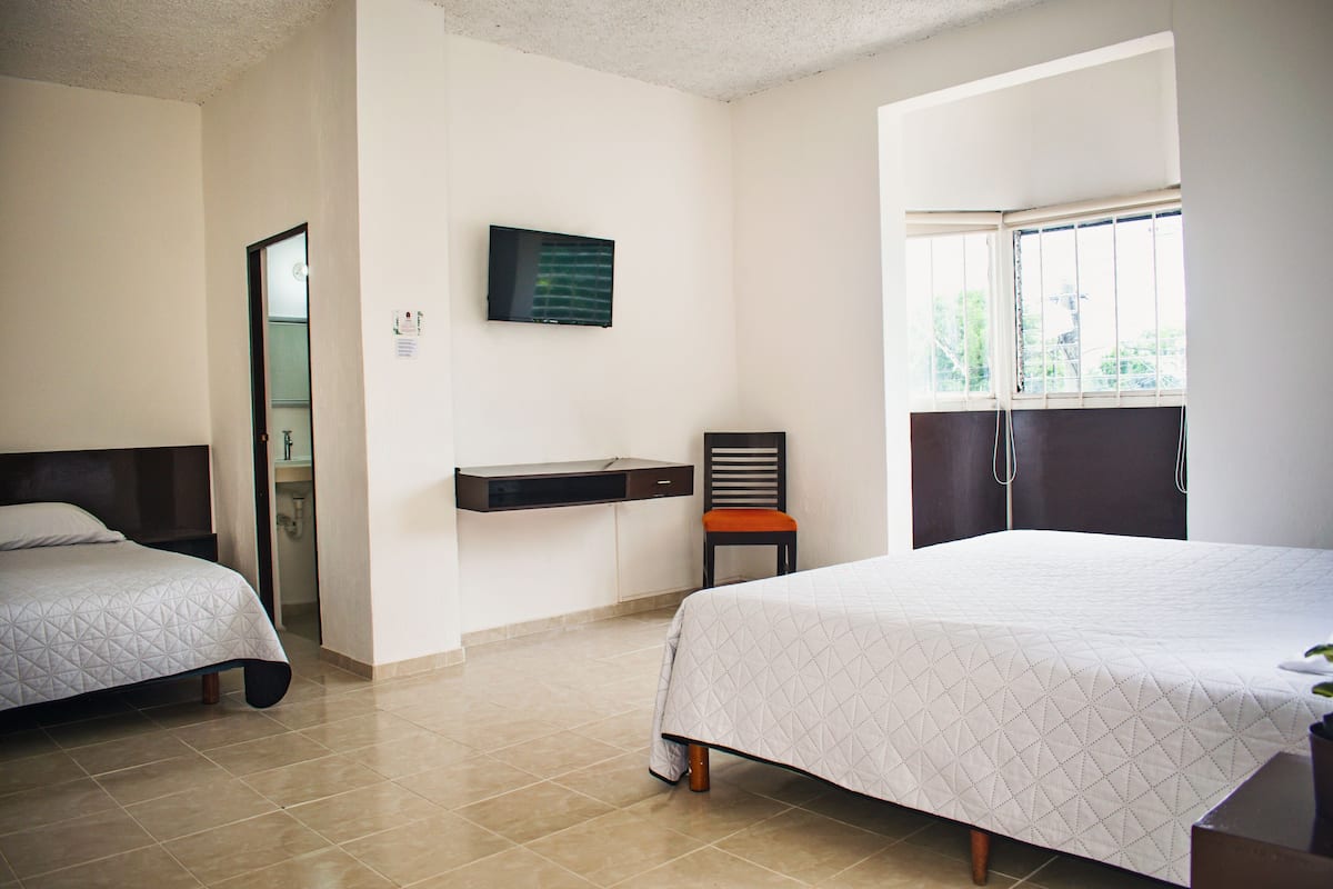 Family Double Room | Down comforters, blackout drapes, WiFi (free), bed sheets