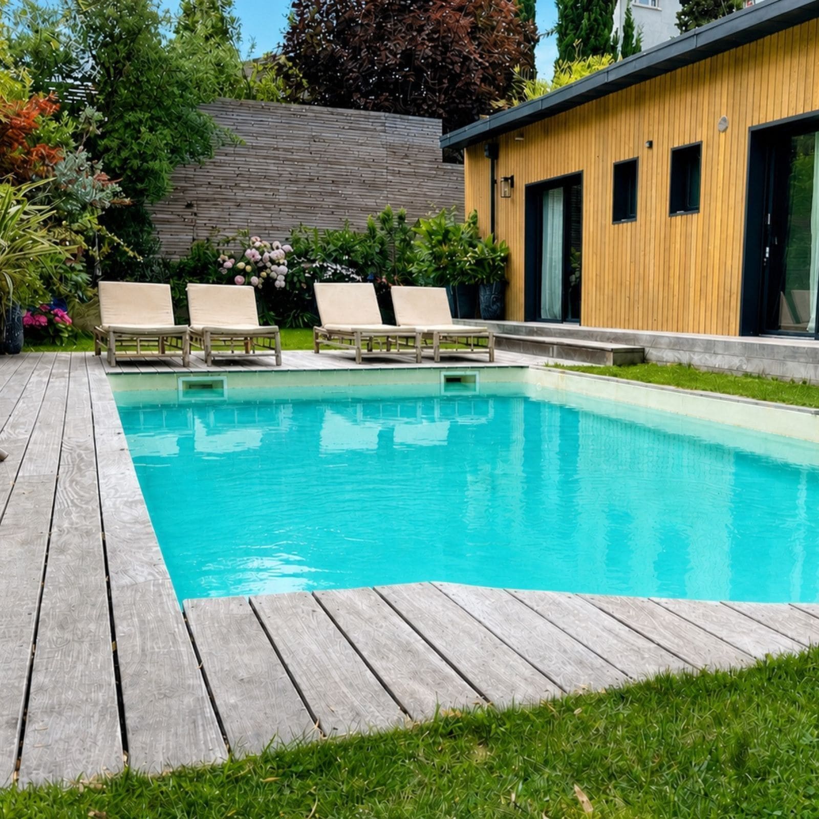 Piscina externa, piscina aquecida
