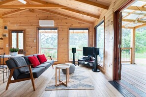 Smart TV, DVD player, books, music library