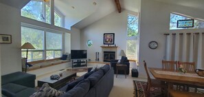 TV connectée, cheminée, lecteur de DVD