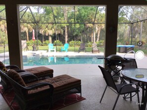 Outdoor pool, a heated pool - RELAXING OASIS-Private Lanai Heated POOL & SPA.  4 Bed, 3.5 Bath / Beach 10 min (Bonita Springs)