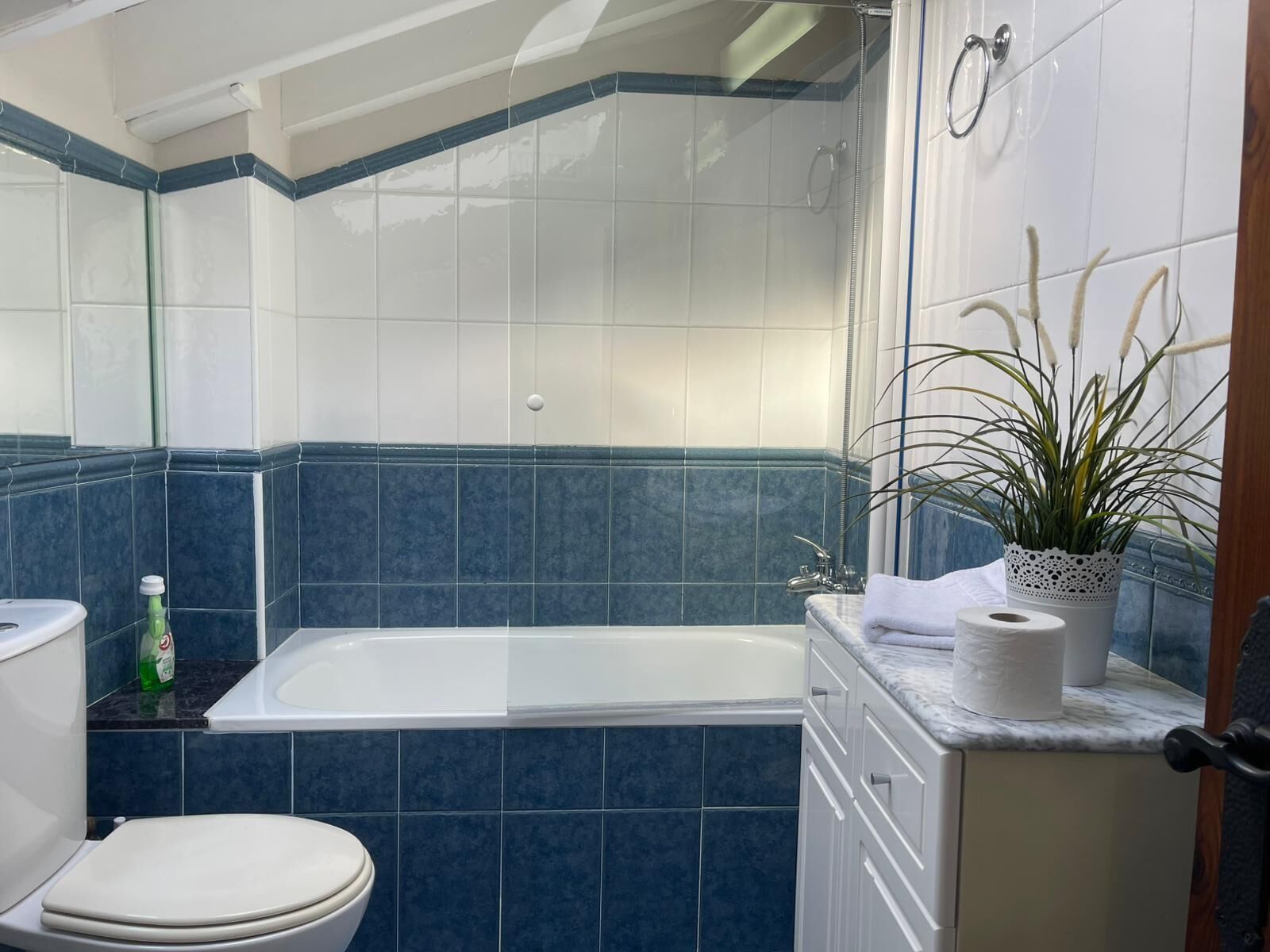 Baignoire, sèche-cheveux, bidet, serviettes fournies