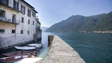On the beach, black sand