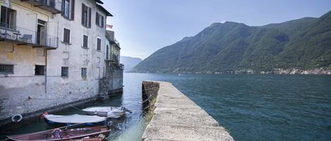On the beach, black sand