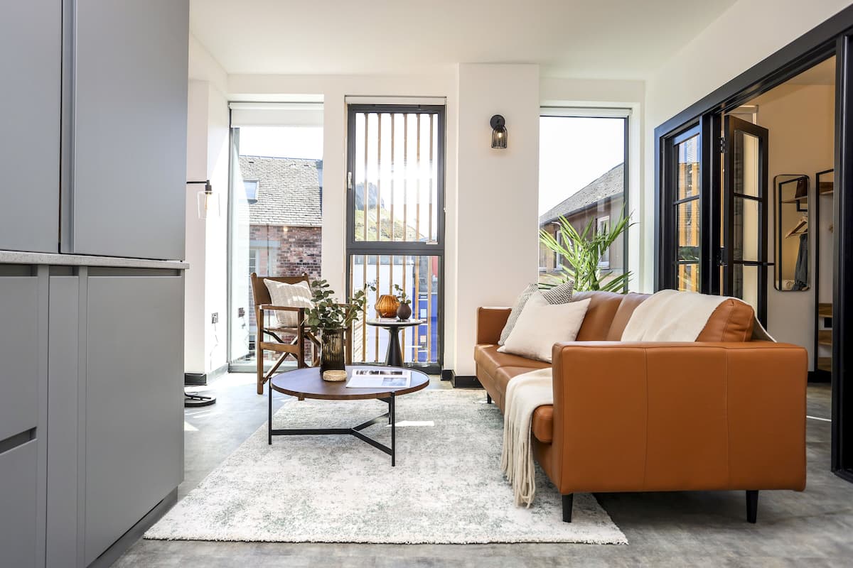 Apartment, Gartenblick | Wohnbereich | Fußbodenheizung