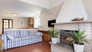 Télévision, cheminée