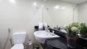 Ensemble douche/baignoire, sèche-cheveux, bidet, serviettes fournies