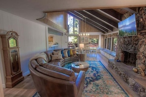 TV, fireplace