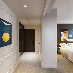 Suíte | Frigobar, escrivaninha, Wi-Fi de cortesia, roupa de cama