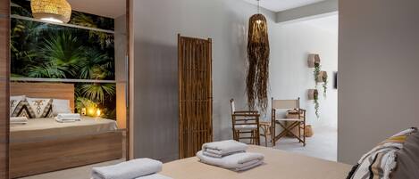 2 bedrooms, in-room safe, iron/ironing board, travel cot