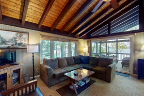 TV a schermo piatto, caminetto, lettore DVD