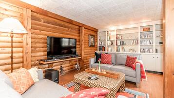 Télévision, cheminée, écrans d'ordinateur, imprimantes