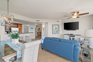 Smart TV, DVD player, books, video library