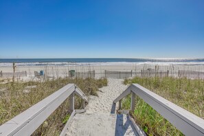 On the beach, beach towels - Access to Pool, Beach: Ocean-View Myrtle Beach Apt (Myrtle Beach)