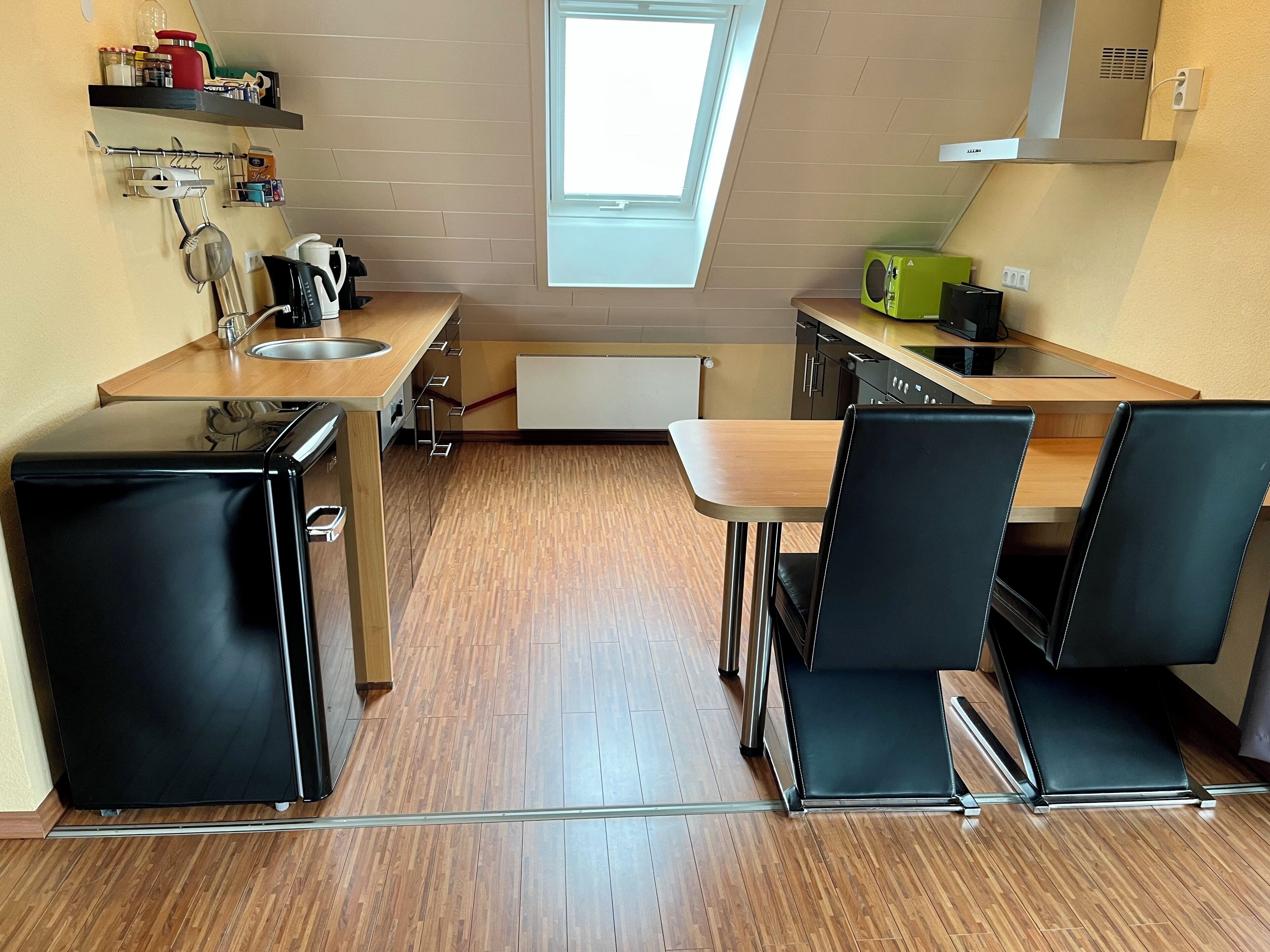 Kühlschrank, Mikrowelle, Herdplatte, Geschirrspüler