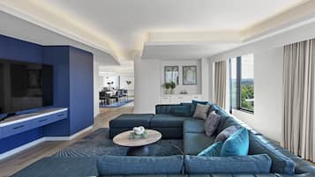 Presidentiële suite, 1 kingsize bed | Luxe beddengoed, donzen dekbedden, een kluis op de kamer, een bureau